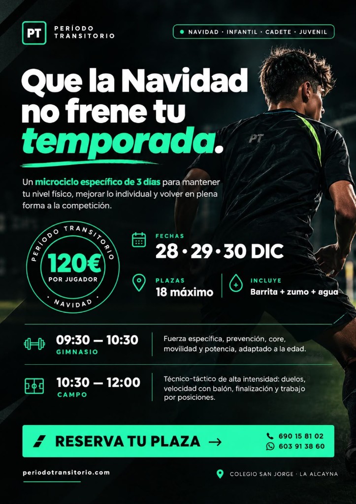 Cartel del período transitorio de Navidad en Murcia para infantil, cadete y juvenil